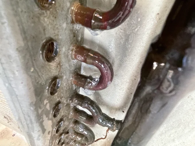 Dirty AC evaporator coils requiring professional cleaning service in Turlock CA