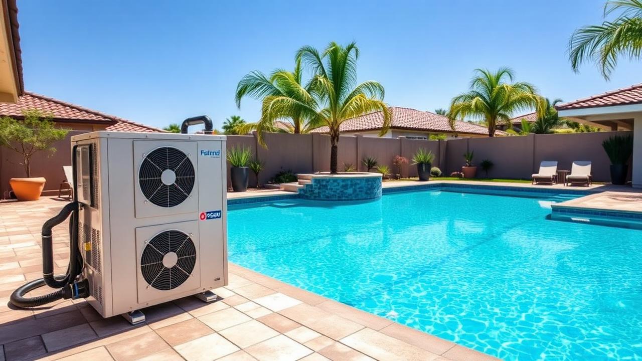 Pool heating system in Manteca backyard