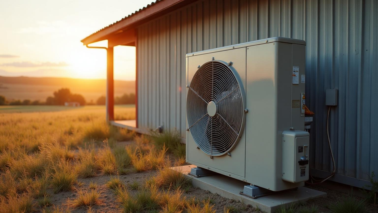 Modern HVAC unit installed at agricultural building in Newman, CA